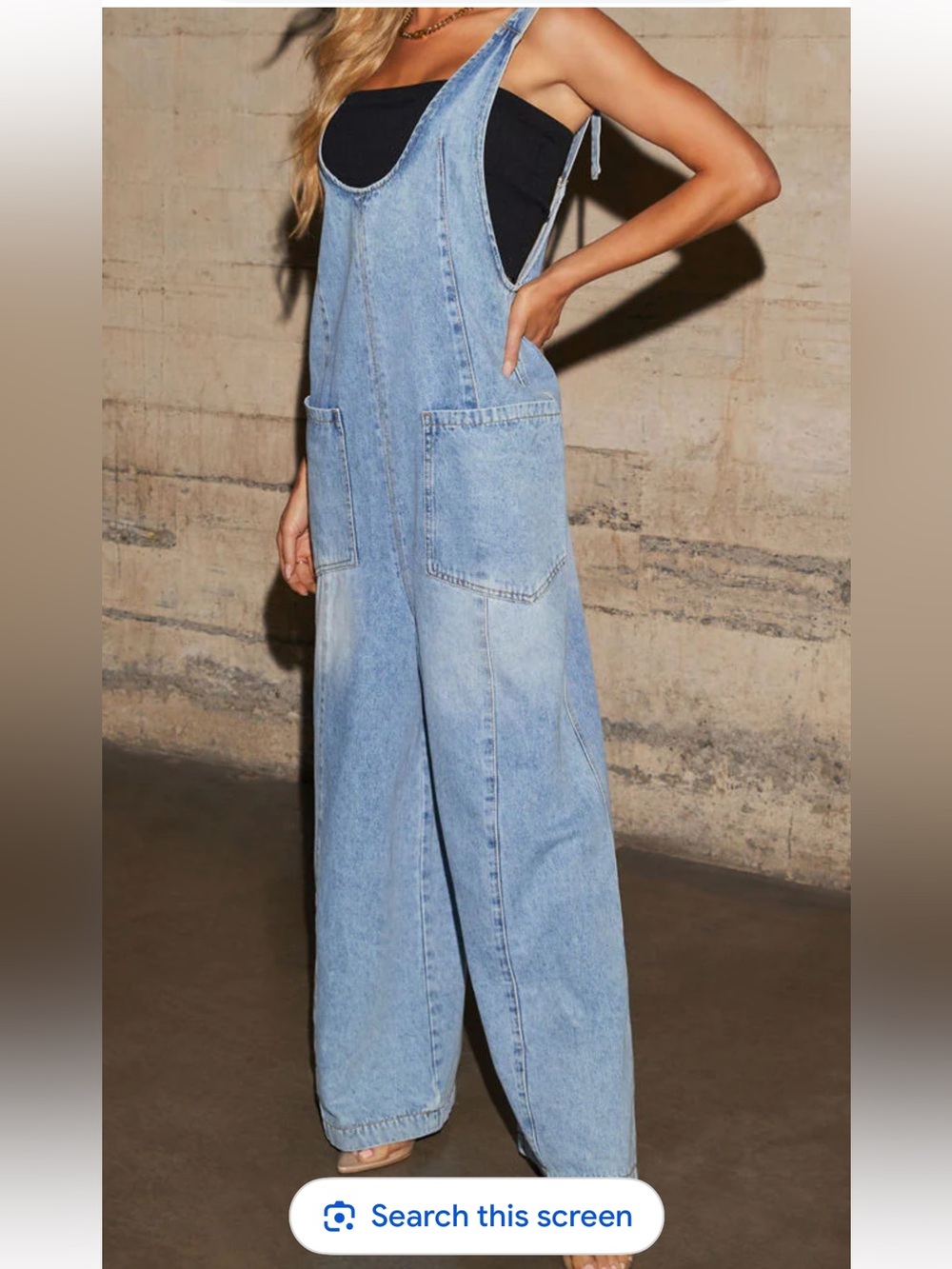 Vici Light Blue Wide-Leg Denim Overalls